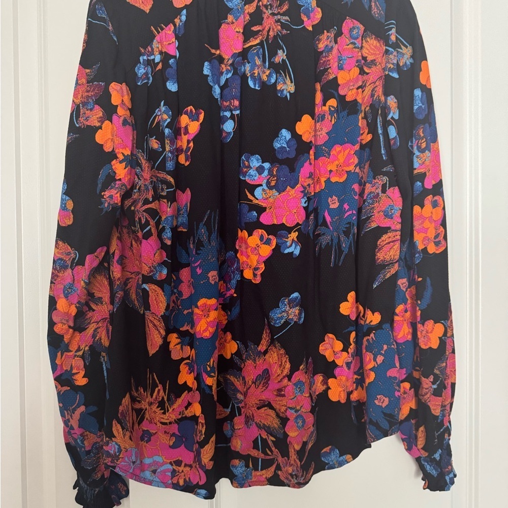 Anthropologie MAEVE Colette Black Dark Floral Romantic Peasant Top SIZE SMALL - Picture 4 of 5